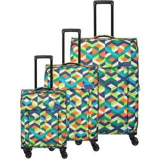 Travelite 4-Rad Koffer Set Weichschale, Größen L/M/S, Serie Campus, Trolley Set im Multicolor Design, Handgepäck erfüllt IATA Bordgepäck Maß