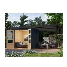 Karibu Gartenhaus Set Ernesto C Anthrazit mit Anbaudach 4,45 m2