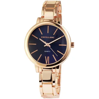 Excellanc Damen Armbanduhr 37 mm Metallarmband Blau Gold Damenuhr Armband Uhr