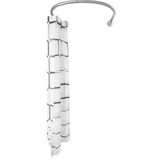Duschvorhangstange mit Duschvorhang, Edelstahl U-Form Teleskopstange Dehnbar Duschstange Ohne Bohren, Gardinenstange für Bad Toiletten Fenster und Balkon (90-130cm)