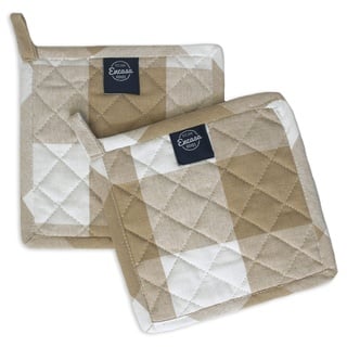 Encasa XO 21 cm Ofen-Mikrowellen-Topflappen (2er-Set) zum Kochen und Backen in der Küche - hitzebeständig, Schutz der Hände vor heißen Gerätschaften - Buffalo Beige prüft