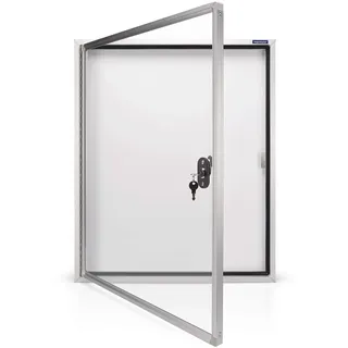 magnetoplan Schaukasten CC, 6 x A4 mit Sicherheitsglas für Außenbereich, weiß/aluminium/grau