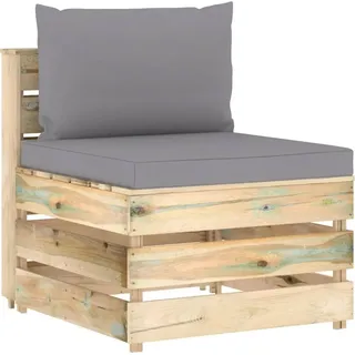 Möbel Modulares Mittelsofa mit Kissen Grün Imprägniertes Holz DE40532 - Grau