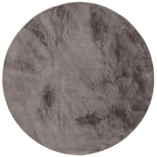 benuta Kunstfellteppich Furry Grau ø 160 cm rund , Kunststoff , Rund , 160x160 cm , pflegeleicht , Teppiche und Böden, Teppiche, Schaffelle & Kuhfelle