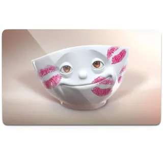 FIFTYEIGHT PRODUCTS / Tassen / Frühstücksbrettchen „Küss'je" ( Resopal, 14x23x1 cm, Mehrfarbig, Made in Germany)