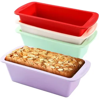 Brotbackform Silikon Antihaftbeschichtet 4er Set - Kastenform für Kuchen und Brote