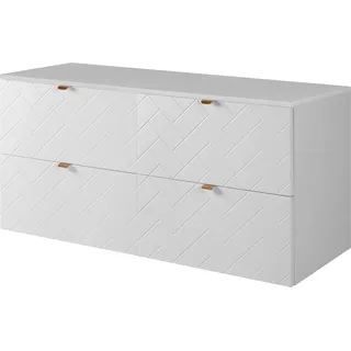 Badezimmerschrank, Weiß mit goldener Griff / mit oberer Platte, 120 x 57 x 46 cm - Weiß, Gold