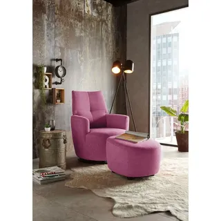 Set One by Musterring Relaxsessel SO 1450 Luxus-Microfaser 80 x 96 x 88 cm lila mit Hocker