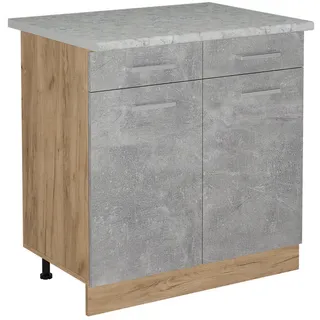 Vicco Schubladenschrank R-Line 80 x 81,6 x 60 cm Grau/Goldkraft Eiche