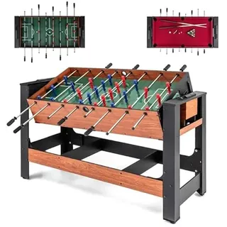 COSTWAY 2 in 1 Multi Spieltisch drehbar, Multifunktionstisch mit Tischkicker & Billardtisch, Tischfußball Komplett Set für Kinder, Erwachsene, Kickertisch Kombitisch für Zuhause, Spielzimmer, Party