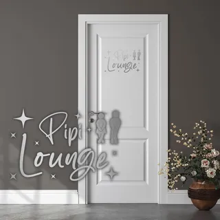 Dekoaufkleber Pipi Lounge 26x16cm für Badezimmer Bad WC Toilette Tür Wandtattoo Unisex Wand Sticker Aufkleber lustig witzig selbstklebend Y070 (Silber)