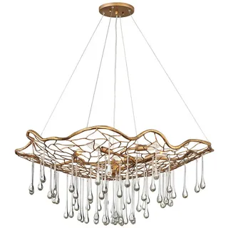 Elstead Lighting Kronleuchter , Goldfarben , Metall, Glas , 48.2 cm , Grüner Punkt, RoHS , höhenverstellbar , Lampen & Leuchten, Leuchtenserien