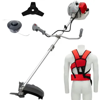 IKRA Benzin Freischneider Trimmer IBF 4342 inkl. Fadenspule, 3-Zahn-Messer & Komfort-Schultergurt, 42,7cm3, 1,25 kW