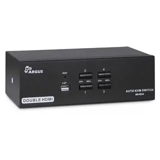 Inter-Tech KVM AS-42HA HDMI Metall, Schwarz