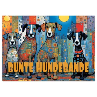 Bunte Hundebande (Wandkalender 2026 DIN A2 quer), CALVENDO Monatskalender: Herrlich verrückte Bilder von Hunden, wo kein Schwanz gerade und kein Fell einfarbig ist! (CALVENDO Kunst)