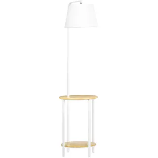 Homcom Stehleuchte, Standlampe mit 2 Ablagen, 40 W Stehlampe, Standleuchte, Metall , Weiß , E27 , 39.5x162x43 cm , Lampen & Leuchten, Innenbeleuchtung, Stehlampen