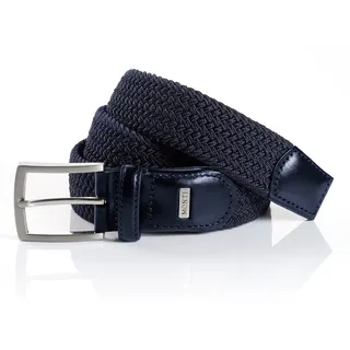 Flechtgürtel MONTI "HAMBURG", Herren, Gr. 95, blau (marineblau), Materialmix, Gürtel Flechtgürtel, 3,5 cm breit, Elastischer Flechtgürtel, Casual-Business-Sportiv