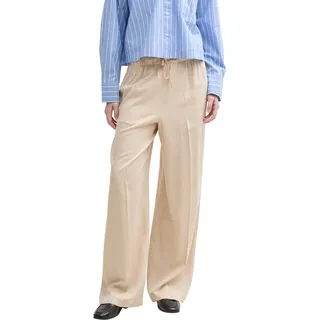 Paperbag-Hose TOM TAILOR DENIM, Damen, Gr. M (38), N-Gr, beige (light breez), Obermaterial: 100% Lyocell, unifarben, weit knöchellang, Hosen Paperbag-Hose, mit Taschen