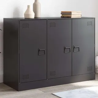 vidaXL Sideboard Schwarz 99x39x73 cm Stahl - Schwarz