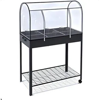 Mini-Groententuin mit PVC-Dach - Verstellt - Abnehmbar - 6 Kompartimente mit Werkzeug- und Pflanzenetiketten - 80,5 x 130 x 43 cm - Schwarz