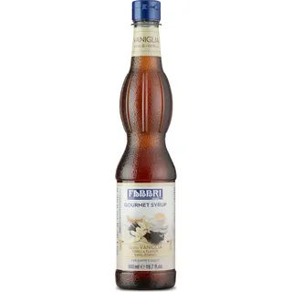Food-United GOURMET-VANILLE-FABBRI Sirup 560ml PET-Flasche - Sciroppo Di Vaniglia aus Italien - ohne Aroma- Farb- & Konservierungsmittel geeignet für Eiskaffe Cocktails Cappuccino Granitas oder auch für Cocktail-Bars Pubs Barista Eiscafe, GVO-Frei Glutenf