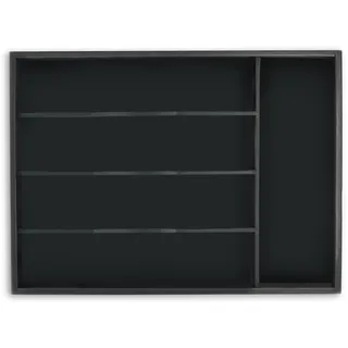Relaxdays Besteckkasten 5 Fächer HBT 4,5 x 34 x 25 cm Bambus schwarz