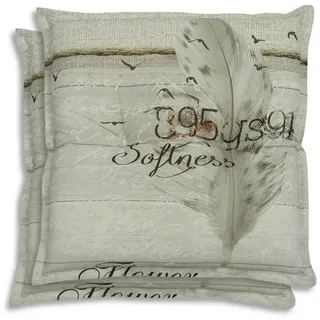 Gartenhockerauflage 2er-Set , Beige , Textil , 2-teilig , Federn , Füllung: Schaumstoff, Vlies , quadratisch , 50x7x50 cm , Oeko-Tex® Standard 100 , pflegeleicht, hochwertige Qualität, langlebig, für den Außenbereich geeignet , Gartenmöbel, Gartenpolster & Auflagen, Gartenkissen