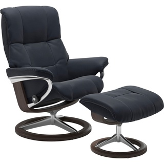 Stressless® Relaxsessel »Mayfair«, (Set, Relaxsessel mit Hocker), mit Hocker, mit Signature Base, Größe S, M & L, Gestell Wenge, blau