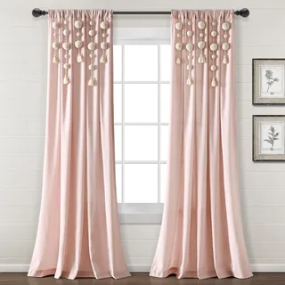 Lush Decor Boho-Fenstervorhang mit Quasten, Leinen, 241,3 x 132,1 cm, Blush (Einzelnes Panel)