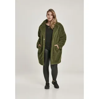 URBAN CLASSICS Ladies Oversized Sherpa Coat in Olive, Größe M