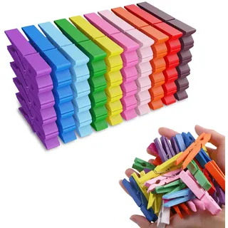 DJHUHN Holzklammern Mini 50 Stück Mini Wäscheklammern 35 * 7mm Natürlich Holz Clips Deko-Clips für Photo Maker Fotohalter Postkarten Briefe Basteln Wäscheständer Handwerk Büros (Bunt)