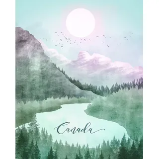 KOMAR Wandbild - Vintage Travel Canada - Größe: 40 x 50 cm - Poster, Kunstdruck, Dekoration, Wohnzimmer, Schlafzimmer