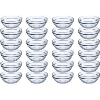 Provance Dipschalen Dessertschalen Schüsseln aus Glas Glasschälchen Tapasschalen (24 Stück, Ø 9 cm) | Vielseitig für Tapas, Desserts & Snacks | Perfekte Servierschalen | Modern & Stapelbar