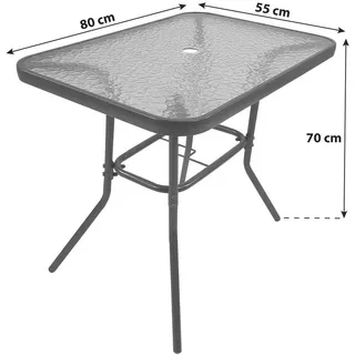 VCM Gartentisch 55 x 80 x 70 cm Grau/Weiß