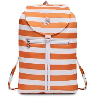 Invicta Tagesrucksack, Backpack für Reise Ausflüge & Freizeit; für Damen & Herren, mit Hüftgurt & faltbar - weiß/orange, zweifarbiges Muster, 8 LT, Extra leicht, MINISAC NEXT