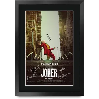 HWC Trading Joker The Cast Joaquin Phoenix Geschenke Geduckter Poster Signiertes Autogramm Foto für Fans von Film Memorabilien - A3 Gerahmt