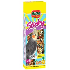 Riga - Sticky mit Früchten für Großsittiche - Gebackene Sticks - Mischung aus Körnern, Getreide und Früchten, darunter Apfel und Rosine - Schachtel mit 2 Sticky Sticks, 140 g (1er Pack)