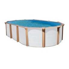KWAD Schwimmbecken »Stahlmantelbecken oval«, weiß/braun, BxHxL: 80 x 130 x 145 cm - weiss