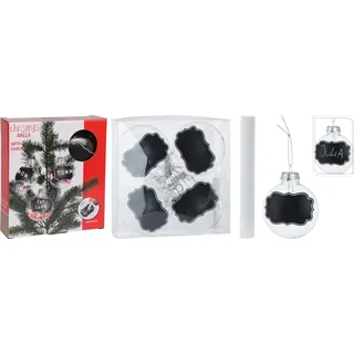 Koopmann International Transparente Weihnachtsbälle mit Kreideetiketten, 5st. - Bunt