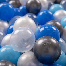 KiddyMoon 700 ∅ 7Cm Kinder Bälle Spielbälle Für Bällebad Baby Plastikbälle Made In EU, Perle/Blau/Babyblau/Transparent/Silbern