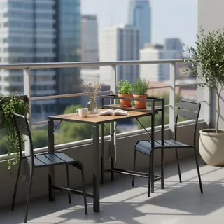 gardenson Balkontisch 55 x 75 x 75 cm Grau