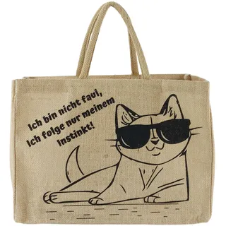 Domelo Einkaufskörbe. Bedruckte Einkaufstasche. Jute Tasche groß. Korbtasche, wasserabweisenden Strandtasche. Jutetaschen Shopper als Shopping bag. (Katze)