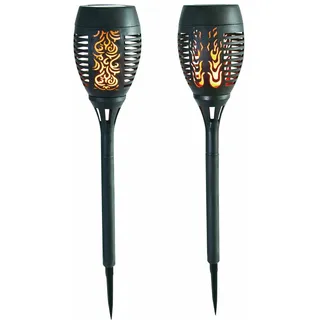 Solar Gartenfackel Rattanoptik Gartenlampe Gartenlaterne Solarleuchte Solarlampe