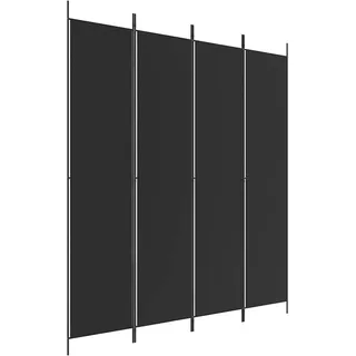 vidaXL Paravent 4-TLG. Raumtrenner Raumteiler, Trennwand Umkleide Sichtschutz Spanische Wand Wohnzimmer, Schlafzimmer Schwarz 200x220cm Stoff