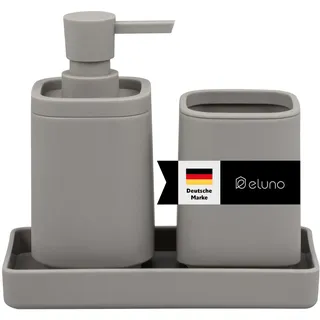 eluno Bad-Accessoires-Set Valona, Soft-Touch, taupe , Taupe , Kunststoff , 18x2.5x9.5 cm , Badaccessoires