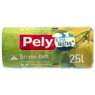 pely-plastic GmbH & Co. KG Pely Zugbandbeutel 25L mit Zitronen Duft klimaneutralisiert 14 Stück