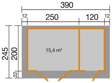 Bild von Gartenhaus 254 3,94 x 2,46 x 2,22 m hellgrau