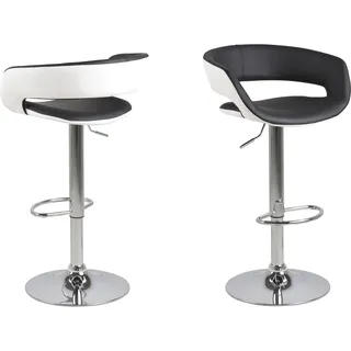 Actona 2er-Set Actona Barhocker Grace Lederoptik Schwarz, Weiß Schwarz /