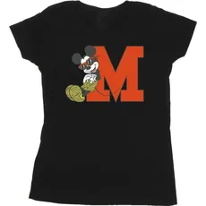 Disney, Damen, Shirt, Mickey Mouse Leopard Trousers TShirt, Schwarz, (L)