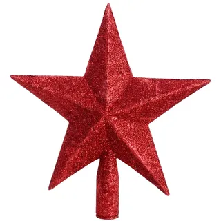 VALICLUD Stern Christbaumspitze Glitzer Rote Stern Weihnachtsbaumspitze Stern Baumspitze Stern Tannenbaum Topper Baumkrone Weihnachtsstern Deckel Weihnachtsdeko 20 cm